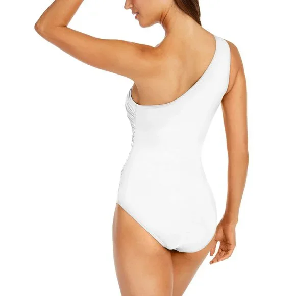 NWT Michael Kors White One-Shoulder One Piece Swimsuit - Picture 2 of 6